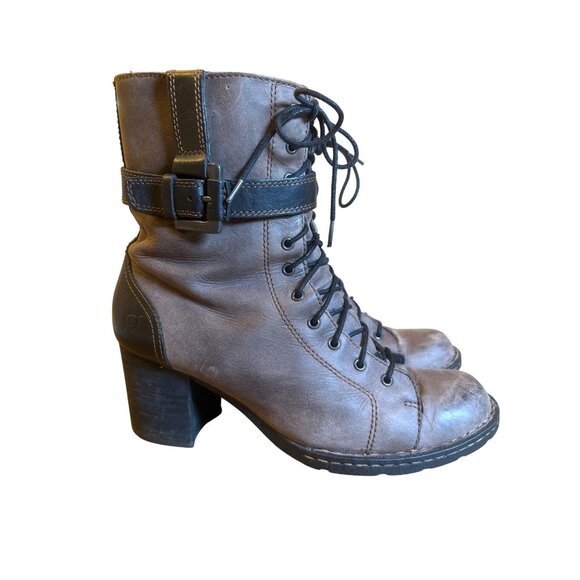 Born Size 9.5 Boot Shoe Cass‎ Victorian Lace Up Ankle Distressed Boho Mountain - Picture 2 of 10